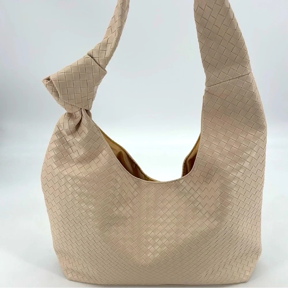 Ulta Beauty NEW Woven Basket Weave Knot Vegan Leather Hobo Shoulder Bag NWT